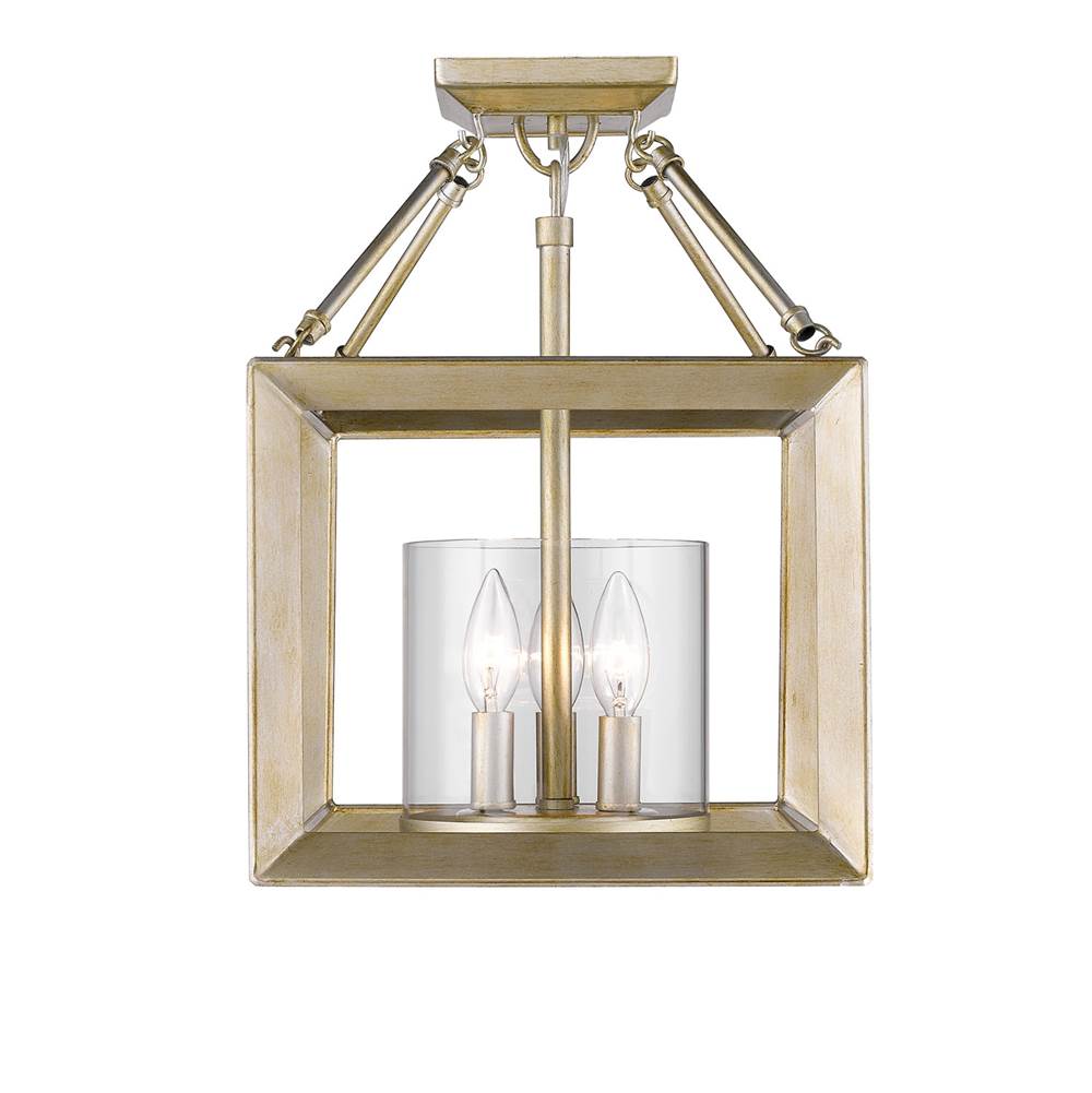 Golden Lighting 2073-SF WG-CLR White Gold Golden Lighting Smyth 3-light Semi-flush Mount In White Gold Image 2
