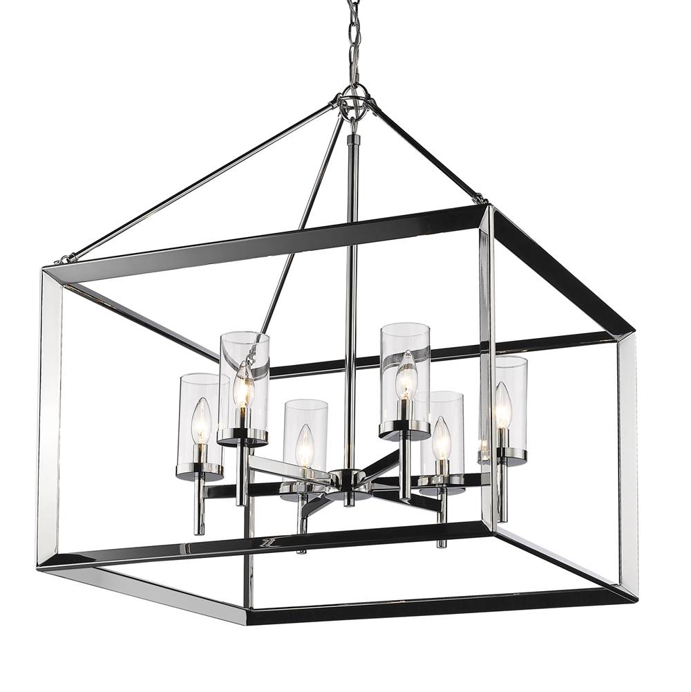 Golden Lighting 2074-6 CH-CLR Chrome Wry Lighting Smyth 6-light Chandelier In Chrome Image 3