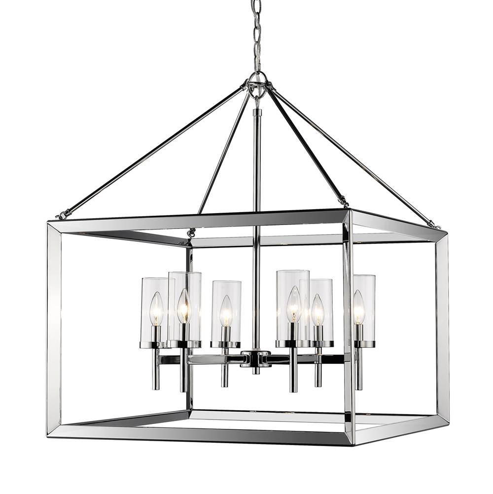 Golden Lighting 2074-6 CH-CLR Chrome Wry Lighting Smyth 6-light Chandelier In Chrome Image 2