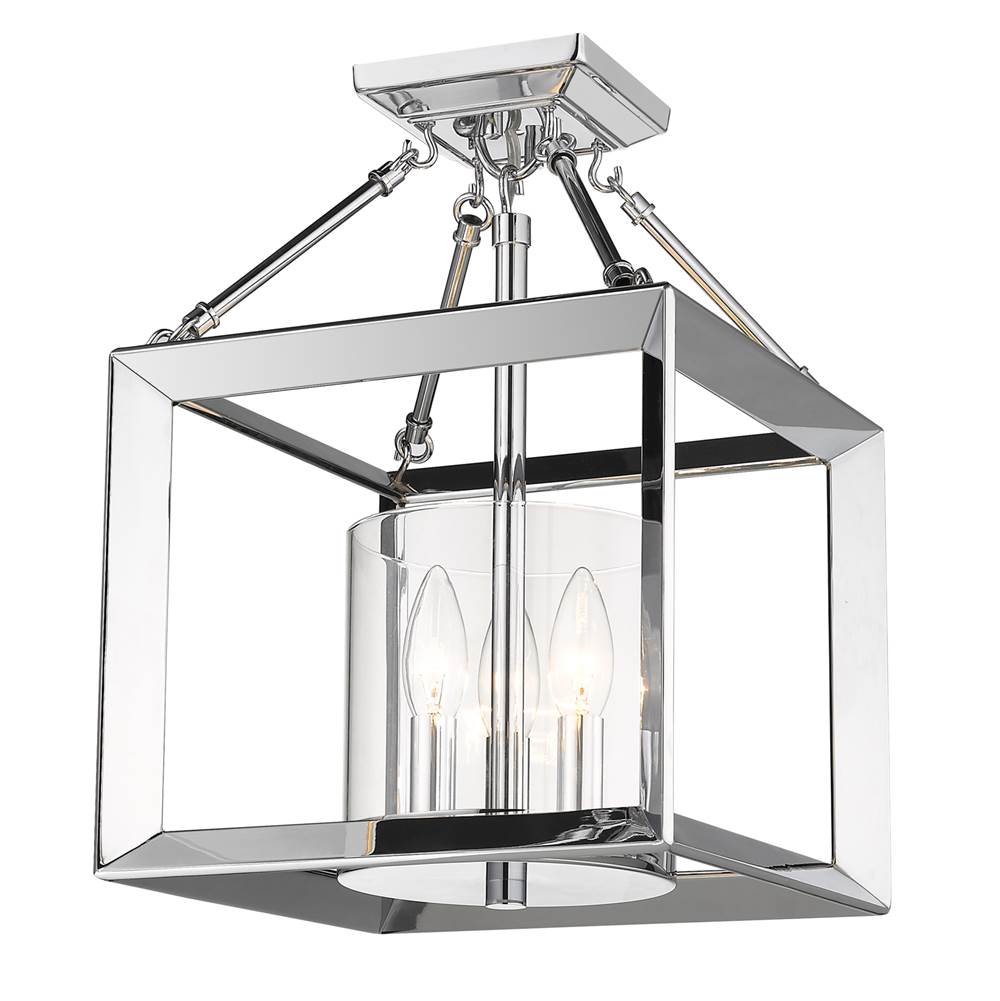 Golden Lighting 2074-SF CH-CLR Chrome Wry Lighting Smyth 3-light Semi-flush Mount In Chrome Image 3
