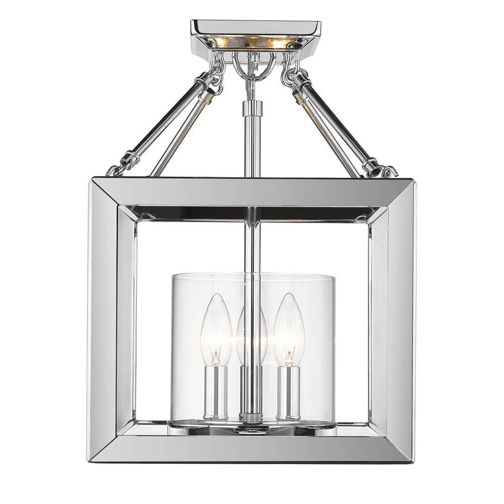 Golden Lighting 2074-SF CH-CLR Chrome Wry Lighting Smyth 3-light Semi-flush Mount In Chrome Image 2