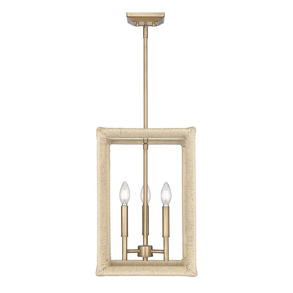Golden Lighting Kimber Wry Lighting Kimber 3-light Pendant In Modern Brass