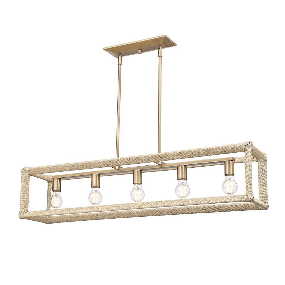 Golden Lighting 2075-LP MBS-LNR Modern Brass Wry Lighting Kimber 5-light Island Light In Modern Brass Image 1