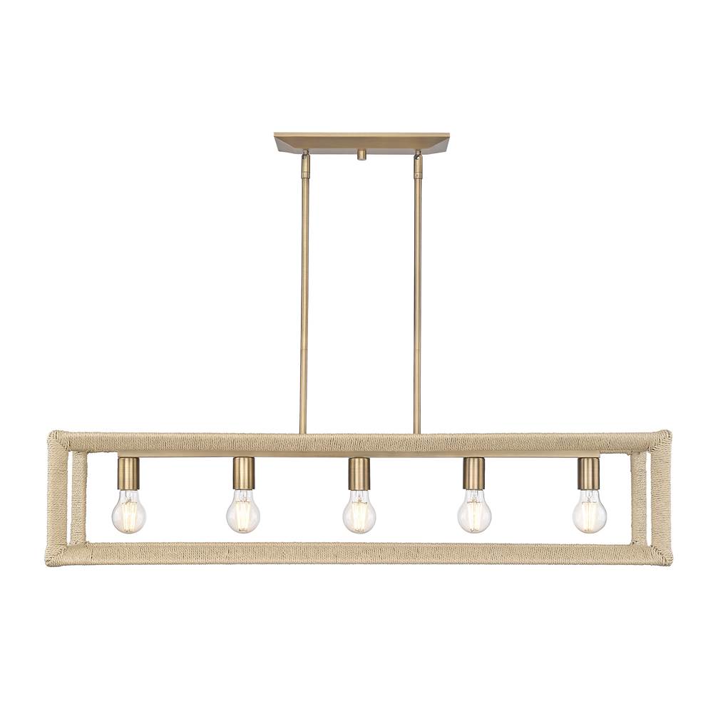 Golden Lighting Kimber Wry Lighting Kimber 5-light Island Light In Modern Brass