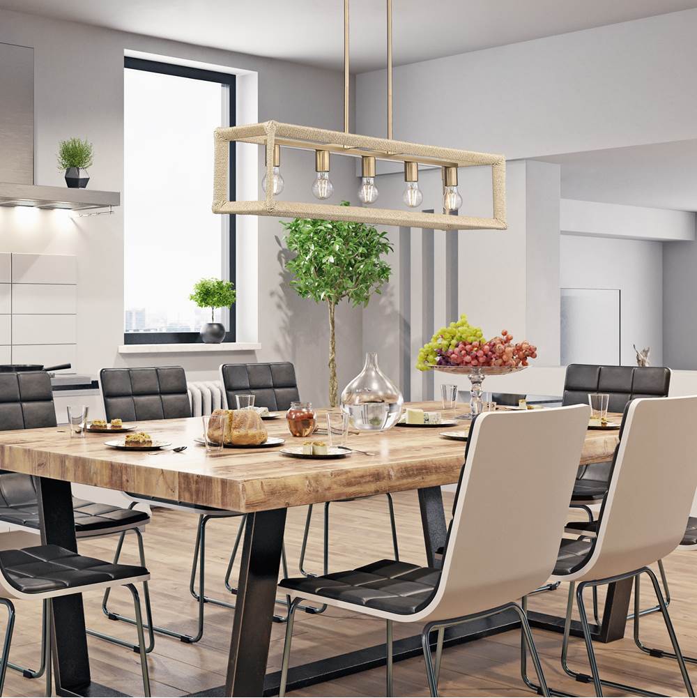 Golden Lighting 2075-LP MBS-LNR Modern Brass Wry Lighting Kimber 5-light Island Light In Modern Brass Image 3