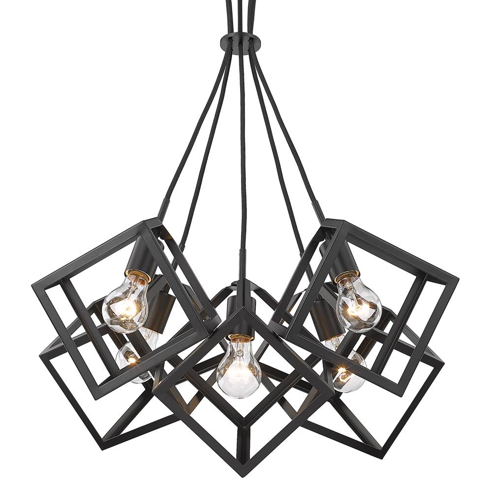 Golden Lighting 2086-5P BLK Matte Black Golden Lighting Cassio 5-light Chandelier In Matte Black Image 7