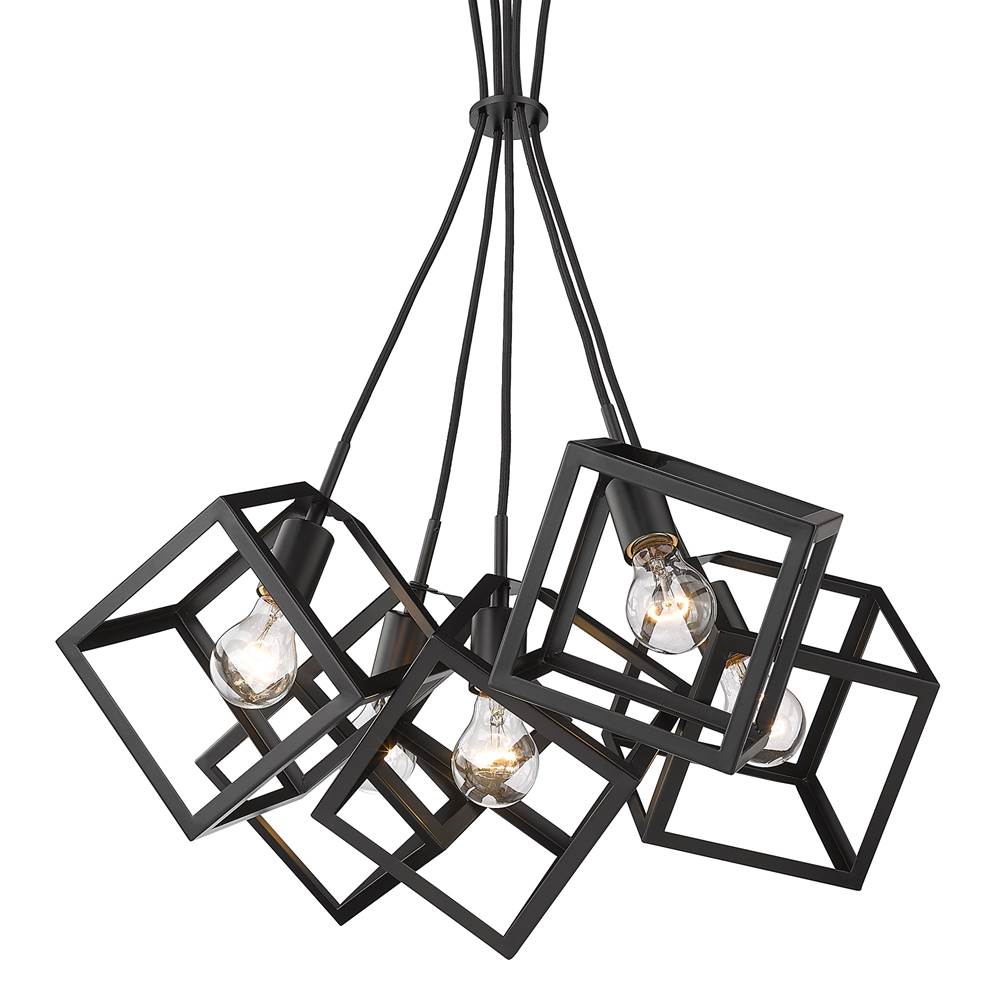 Golden Lighting 2086-5P BLK Matte Black Golden Lighting Cassio 5-light Chandelier In Matte Black Image 6