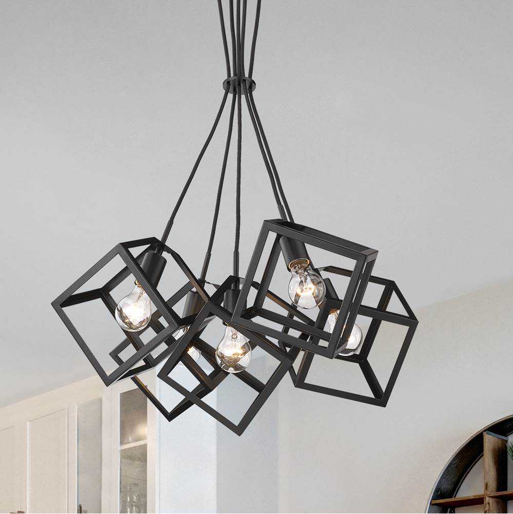 Golden Lighting 2086-5P BLK Matte Black Golden Lighting Cassio 5-light Chandelier In Matte Black Image 3