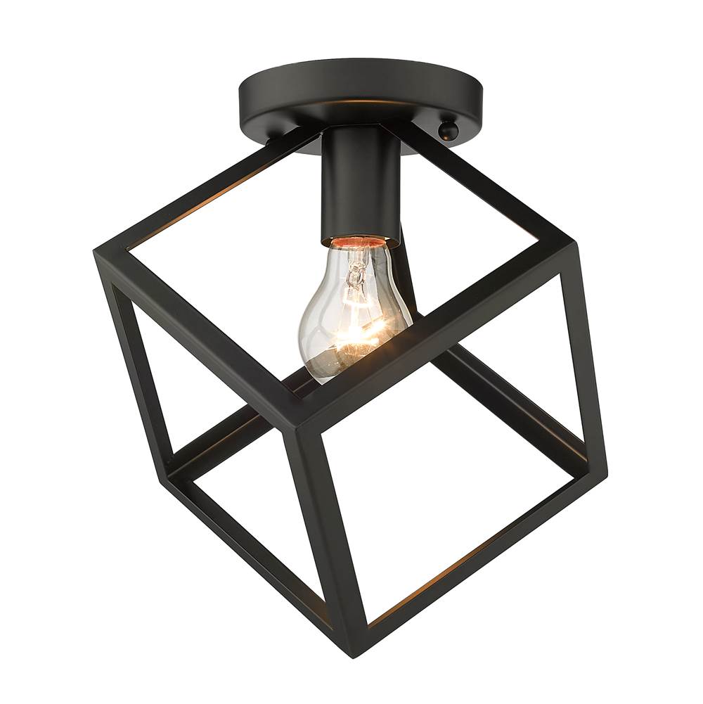 Golden Lighting 2086-FM BLK Matte Black Golden Lighting Cassio 1-light Flush Mount In Matte Black Image 1
