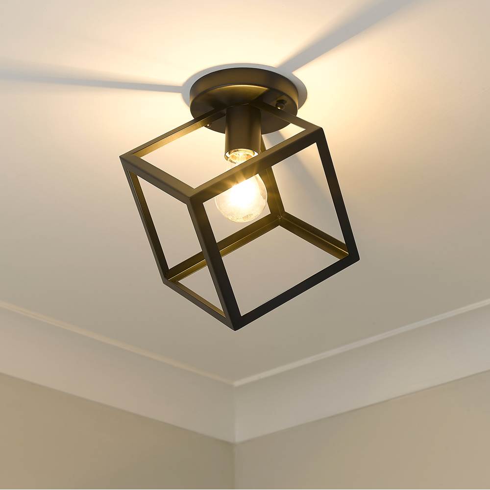 Golden Lighting 2086-FM BLK Matte Black Golden Lighting Cassio 1-light Flush Mount In Matte Black Image 2