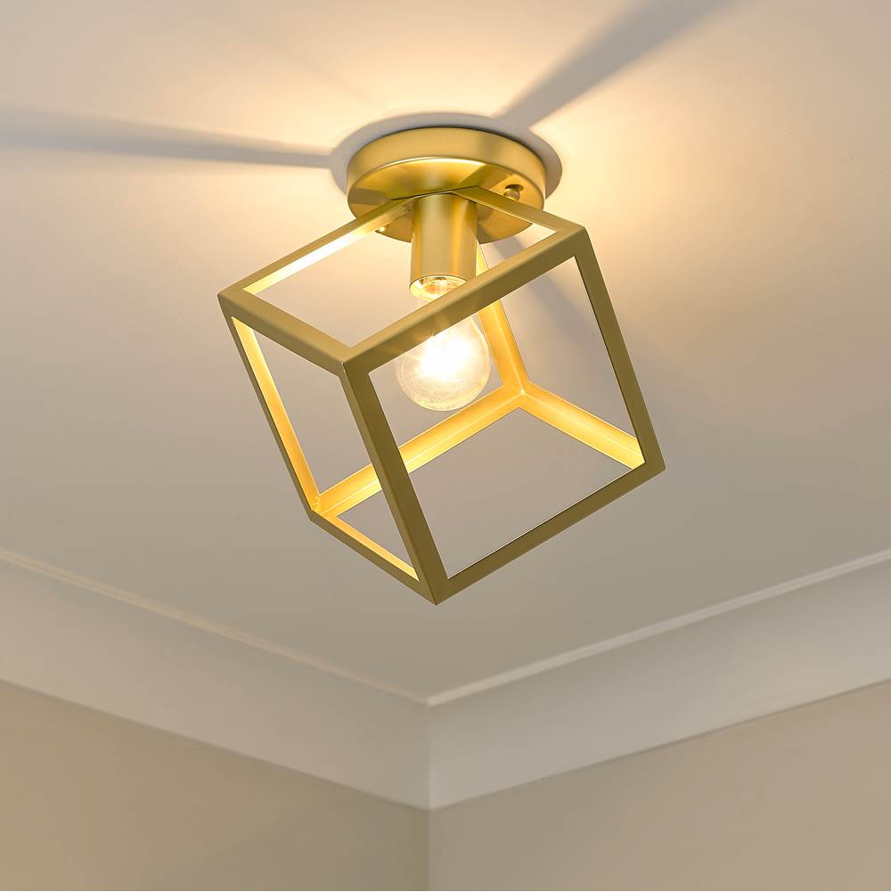 Golden Lighting 2086-FM OG Olympic Gold Golden Lighting Cassio 1-light Flush Mount In Olympic Gold Image 2
