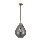 Golden Lighting Drop Wry Lighting Drop 1-light Pendant In Brushed Champagne Brass And Smoke Plated Glass