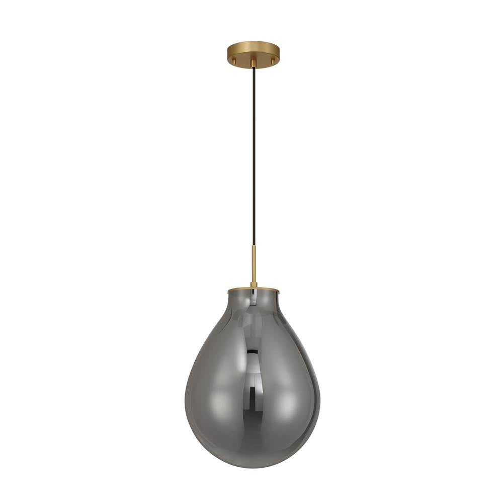 Golden Lighting 2088-12P BCB-SMP Brushed Champagne Brass Wry Lighting Drop 1-light Pendant In Brushed Champagne Brass And Smoke Plated Glass Image 4