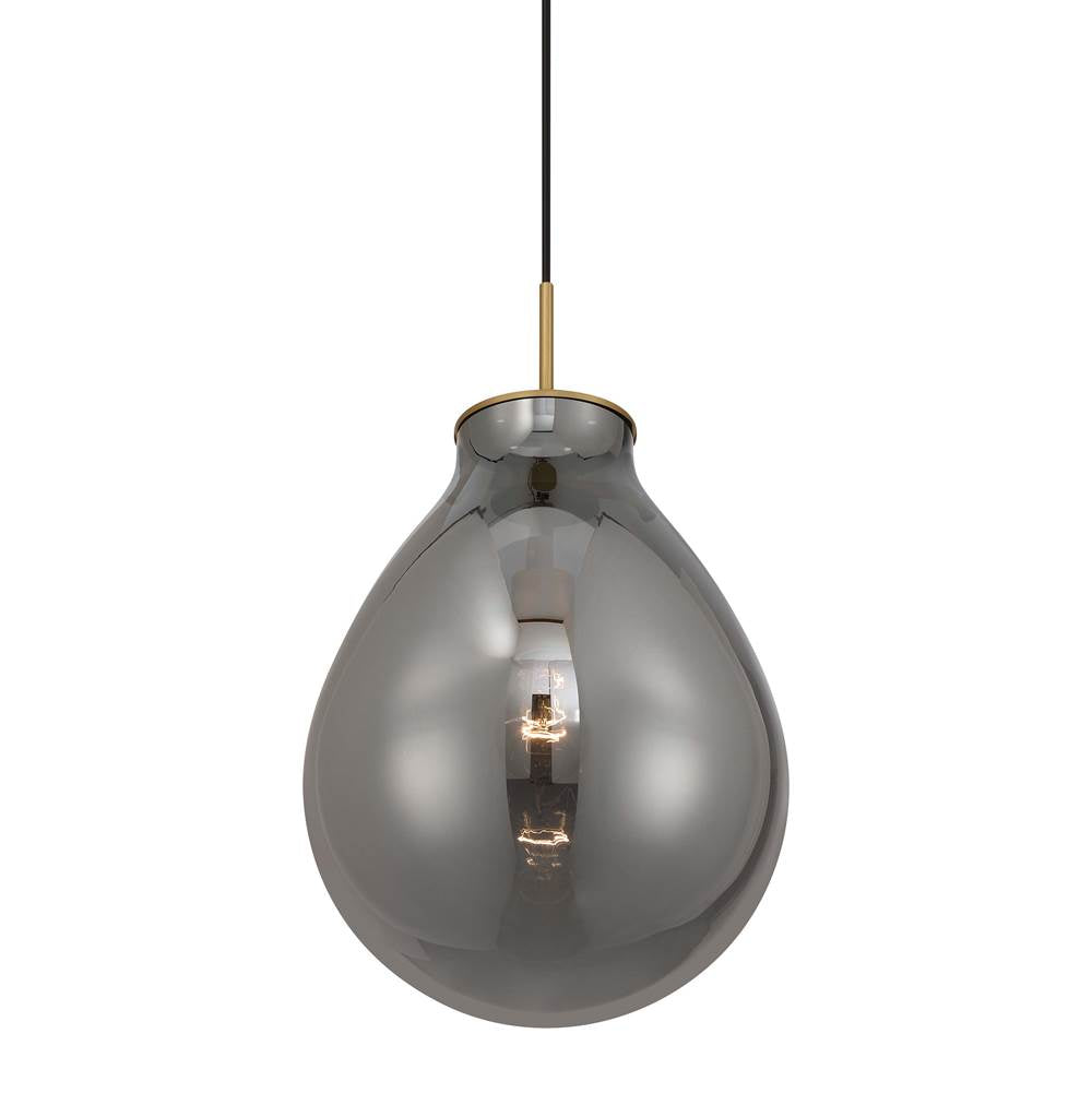 Golden Lighting 2088-12P BCB-SMP Brushed Champagne Brass Wry Lighting Drop 1-light Pendant In Brushed Champagne Brass And Smoke Plated Glass Image 1
