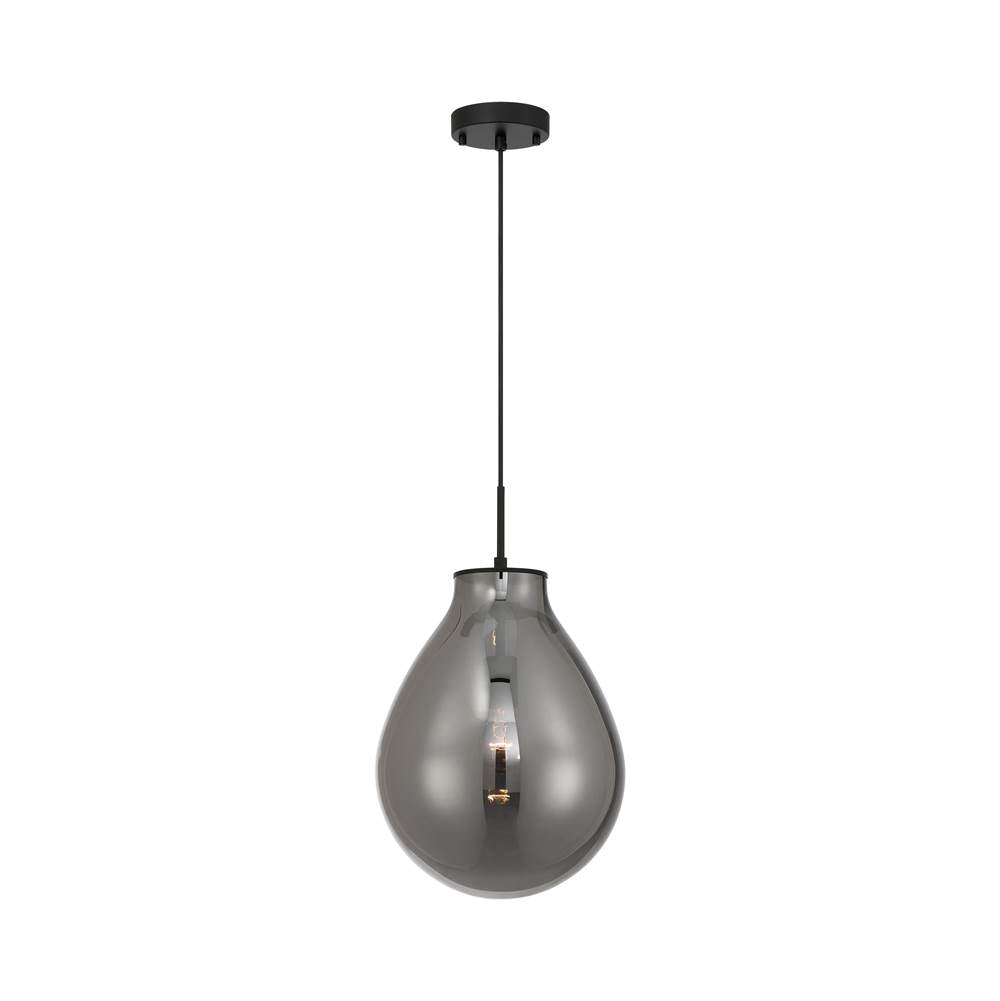 Golden Lighting Drop Wry Lighting Drop 1-light Pendant In Brushed Champagne Brass And Smoke Plated Glass
