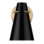 Golden Lighting Reeva Golden Lighting Reeva 1-light Wall Sconce In Modern Brass And Matte Black Shade