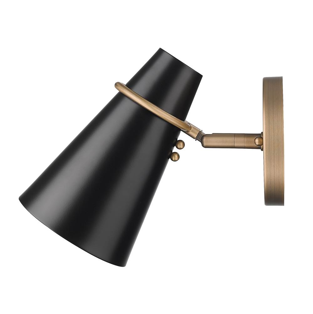 Golden Lighting 2122-1W MBS-BLK Modern Brass Golden Lighting Reeva 1-light Wall Sconce In Modern Brass And Matte Black Shade Image 4