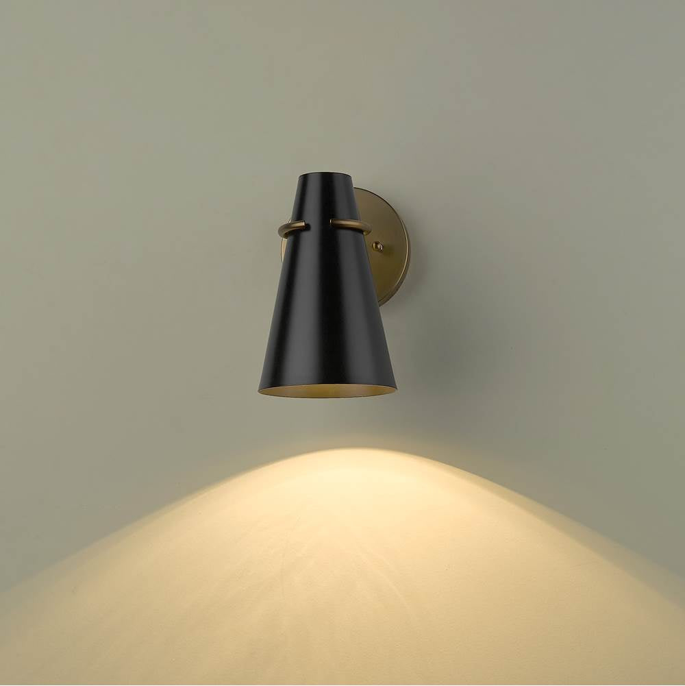 Golden Lighting 2122-1W MBS-BLK Modern Brass Golden Lighting Reeva 1-light Wall Sconce In Modern Brass And Matte Black Shade Image 2