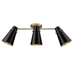 Golden Lighting 2122-3SF MBS-BLK Modern Brass Golden Lighting Reeva 3-light Semi-flush Mount In Modern Brass And Matte Black Shade Image 5
