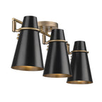 Golden Lighting 2122-3SF MBS-BLK Modern Brass Golden Lighting Reeva 3-light Semi-flush Mount In Modern Brass And Matte Black Shade Image 4