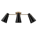 Golden Lighting 2122-3SF MBS-BLK Modern Brass Golden Lighting Reeva 3-light Semi-flush Mount In Modern Brass And Matte Black Shade Image 1