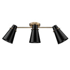 Golden Lighting 2122-3SF MBS-BLK Modern Brass Golden Lighting Reeva 3-light Semi-flush Mount In Modern Brass And Matte Black Shade Image 1