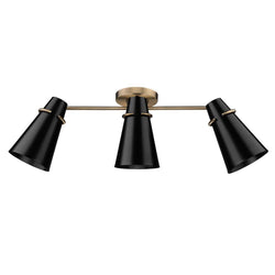 Golden Lighting 2122-3SF MBS-BLK Modern Brass Golden Lighting Reeva 3-light Semi-flush Mount In Modern Brass And Matte Black Shade Image 1