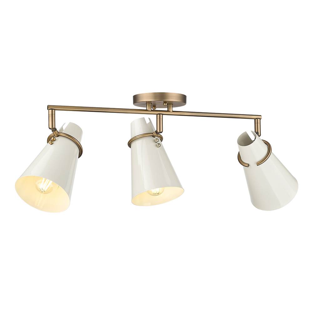 Golden Lighting 2122-3SF MBS-GE Modern Brass Golden Lighting Reeva 3-light Semi-flush Mount In Modern Brass And Glossy Ecru Shade Image 7