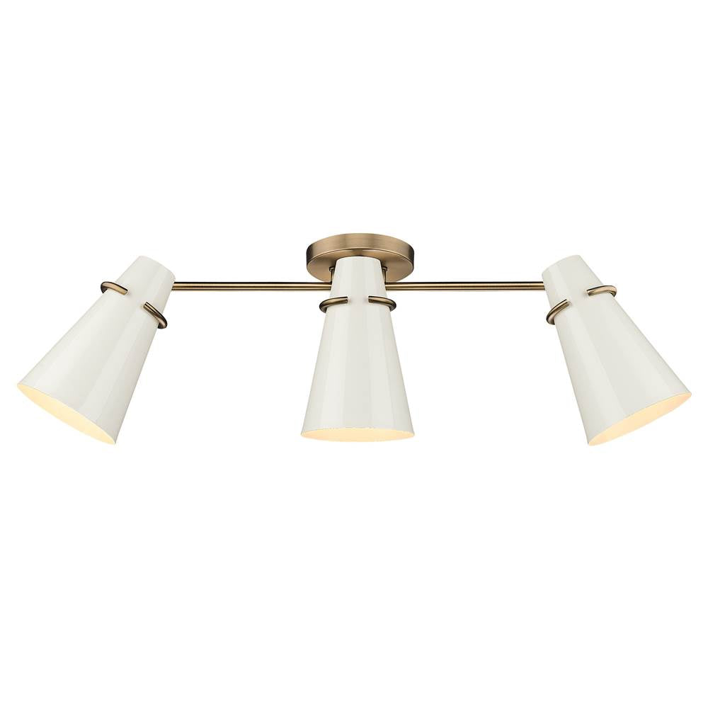 Golden Lighting 2122-3SF MBS-GE Modern Brass Golden Lighting Reeva 3-light Semi-flush Mount In Modern Brass And Glossy Ecru Shade Image 5