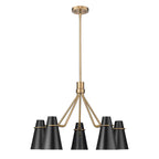 Golden Lighting Reeva Golden Lighting Reeva 5-light Chandelier In Modern Brass And Matte Black Shade