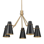 Golden Lighting 2122-5 MBS-BLK Modern Brass Golden Lighting Reeva 5-light Chandelier In Modern Brass And Matte Black Shade Image 6