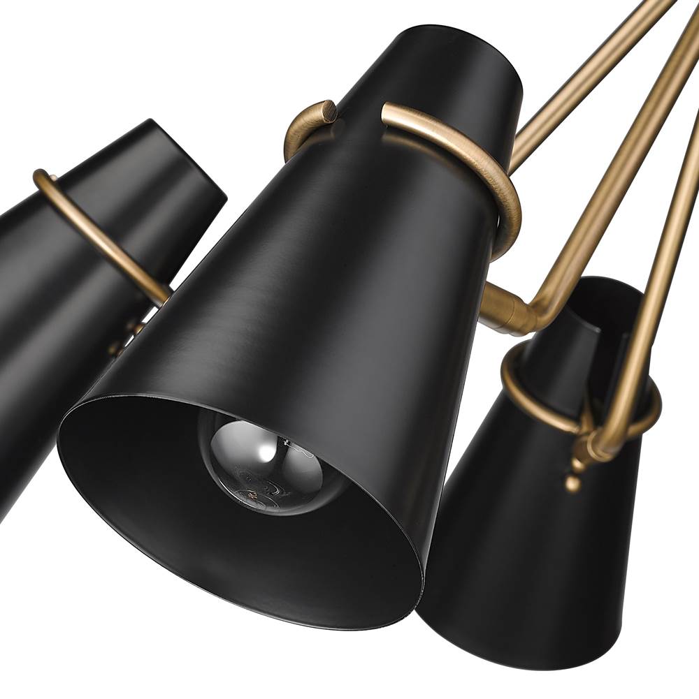 Golden Lighting 2122-5 MBS-BLK Modern Brass Golden Lighting Reeva 5-light Chandelier In Modern Brass And Matte Black Shade Image 5