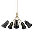 Golden Lighting 2122-5 MBS-BLK Modern Brass Golden Lighting Reeva 5-light Chandelier In Modern Brass And Matte Black Shade Image 1