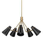 Golden Lighting 2122-5 MBS-BLK Modern Brass Golden Lighting Reeva 5-light Chandelier In Modern Brass And Matte Black Shade Image 1