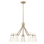 Golden Lighting Reeva Golden Lighting Reeva 5-light Chandelier In Modern Brass And Glossy Ecru Shade