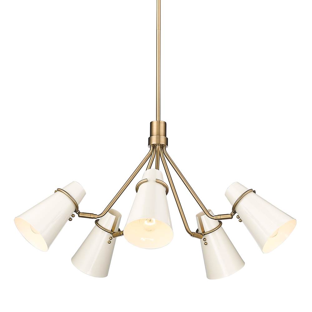 Golden Lighting 2122-5 MBS-GE Modern Brass Golden Lighting Reeva 5-light Chandelier In Modern Brass And Glossy Ecru Shade Image 7