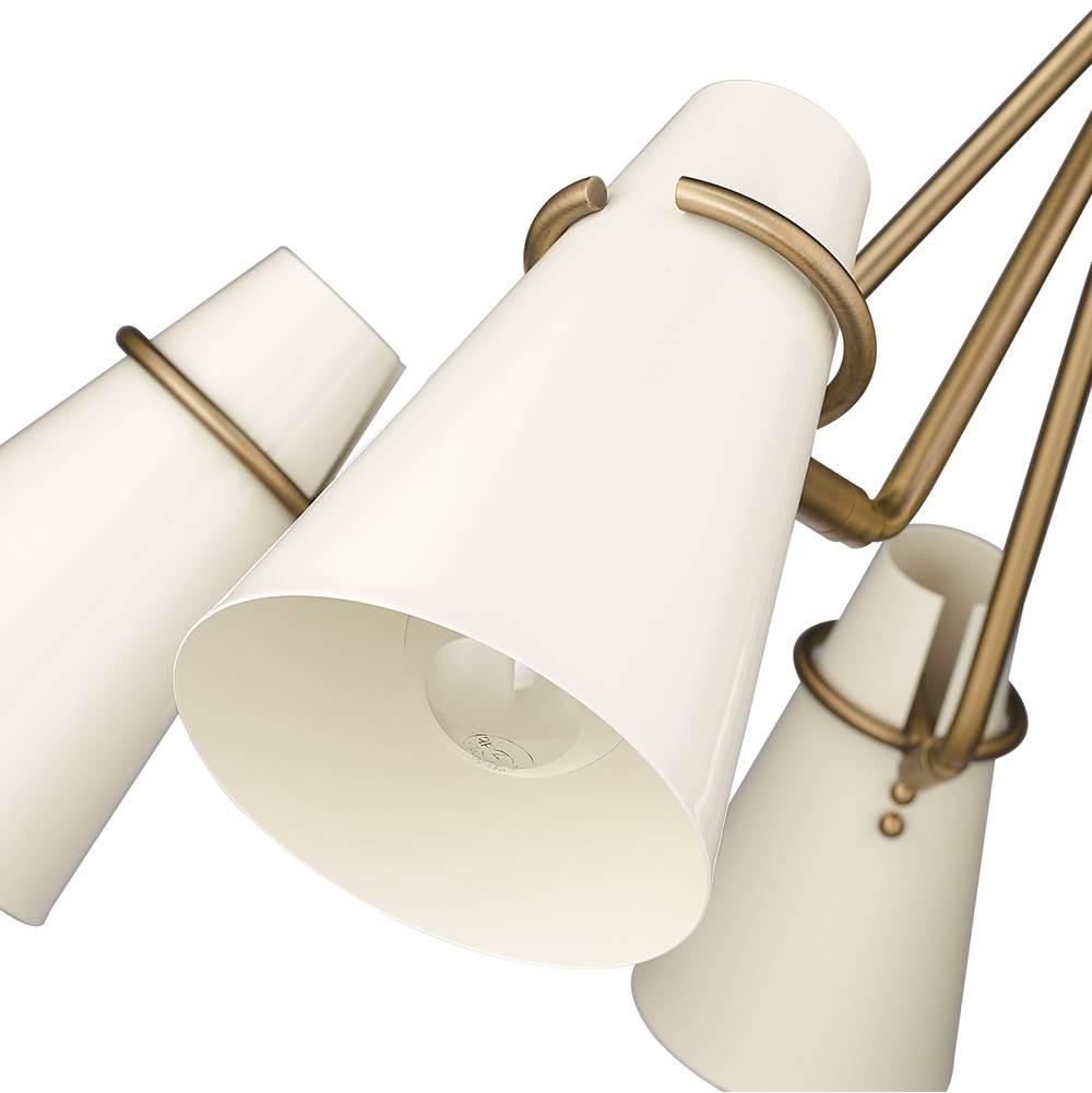 Golden Lighting 2122-5 MBS-GE Modern Brass Golden Lighting Reeva 5-light Chandelier In Modern Brass And Glossy Ecru Shade Image 5