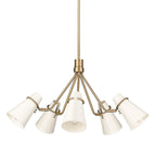 Golden Lighting 2122-5 MBS-GE Modern Brass Golden Lighting Reeva 5-light Chandelier In Modern Brass And Glossy Ecru Shade Image 1