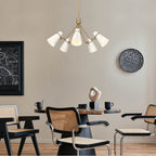 Golden Lighting 2122-5 MBS-GE Modern Brass Golden Lighting Reeva 5-light Chandelier In Modern Brass And Glossy Ecru Shade Image 3