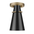 Golden Lighting Reeva Golden Lighting Reeva 1-light Semi-flush Mount In Modern Brass And Matte Black Shade