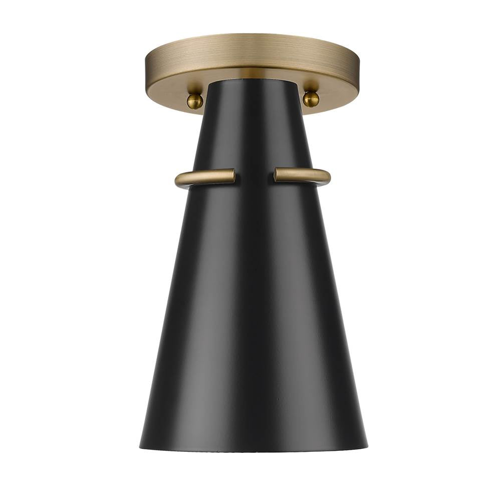 Golden Lighting Reeva Golden Lighting Reeva 1-light Semi-flush Mount In Modern Brass And Matte Black Shade