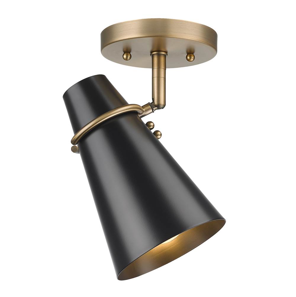 Golden Lighting 2122-SF MBS-BLK Modern Brass Golden Lighting Reeva 1-light Semi-flush Mount In Modern Brass And Matte Black Shade Image 5