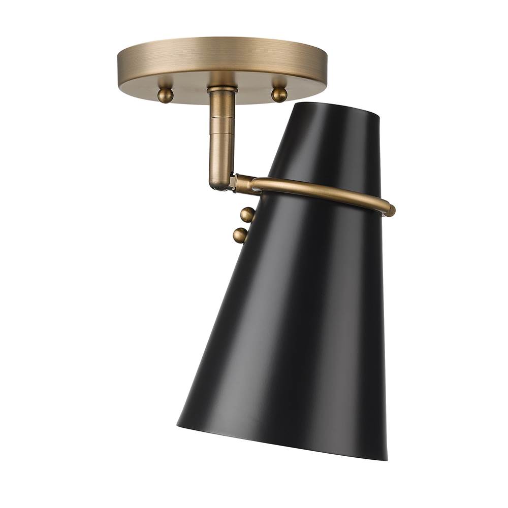 Golden Lighting 2122-SF MBS-BLK Modern Brass Golden Lighting Reeva 1-light Semi-flush Mount In Modern Brass And Matte Black Shade Image 4