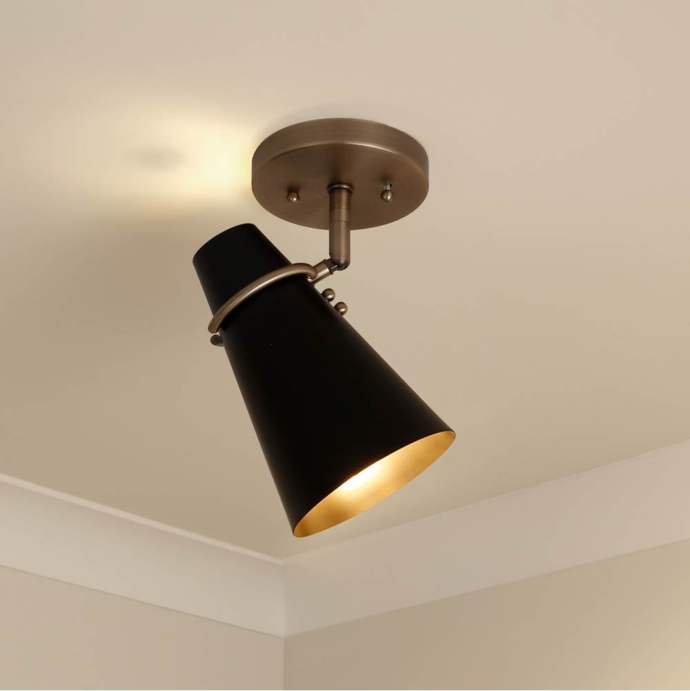 Golden Lighting 2122-SF MBS-BLK Modern Brass Golden Lighting Reeva 1-light Semi-flush Mount In Modern Brass And Matte Black Shade Image 2