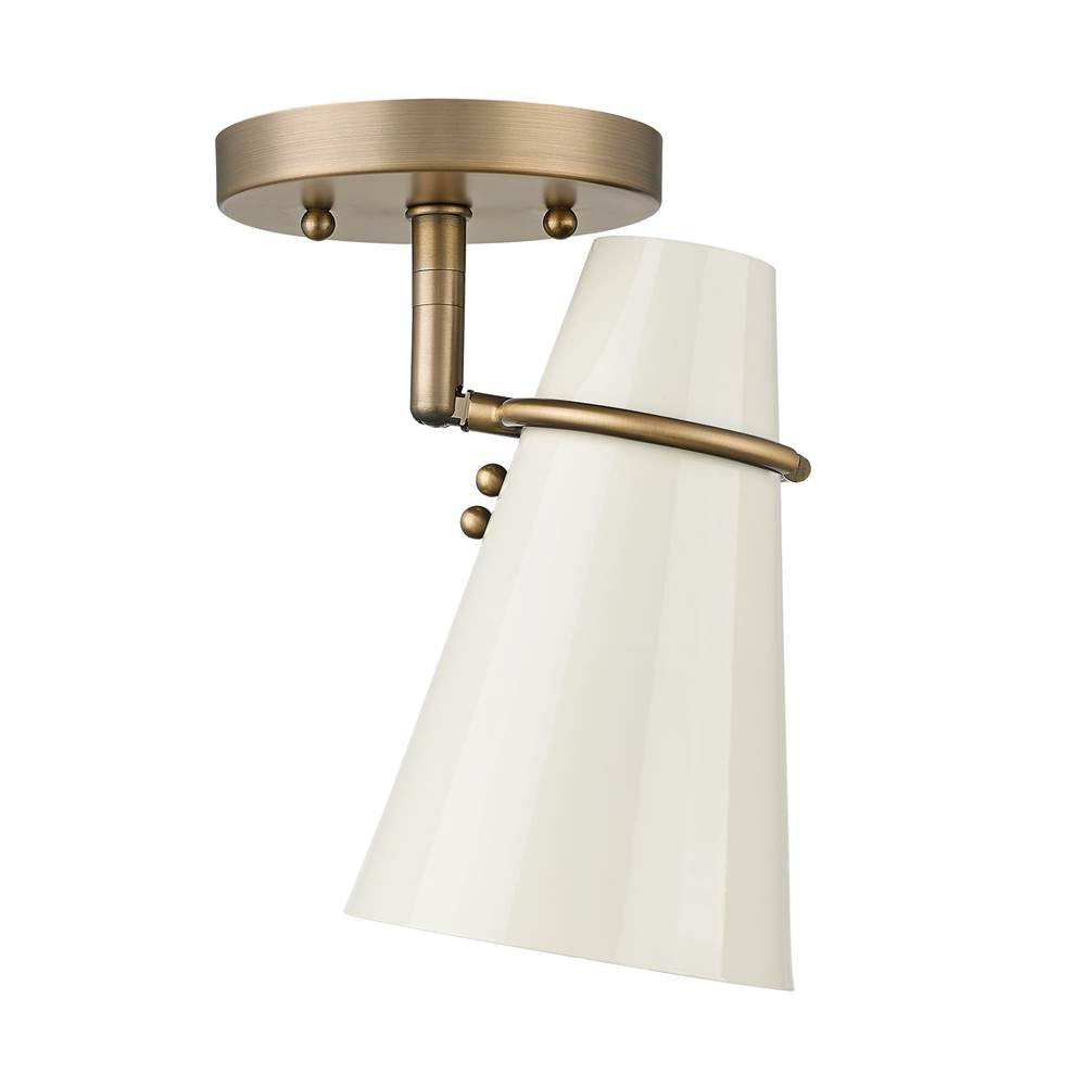 Golden Lighting 2122-SF MBS-GE Modern Brass Golden Lighting Reeva 1-light Semi-flush Mount In Modern Brass And Glossy Ecru Shade Image 4