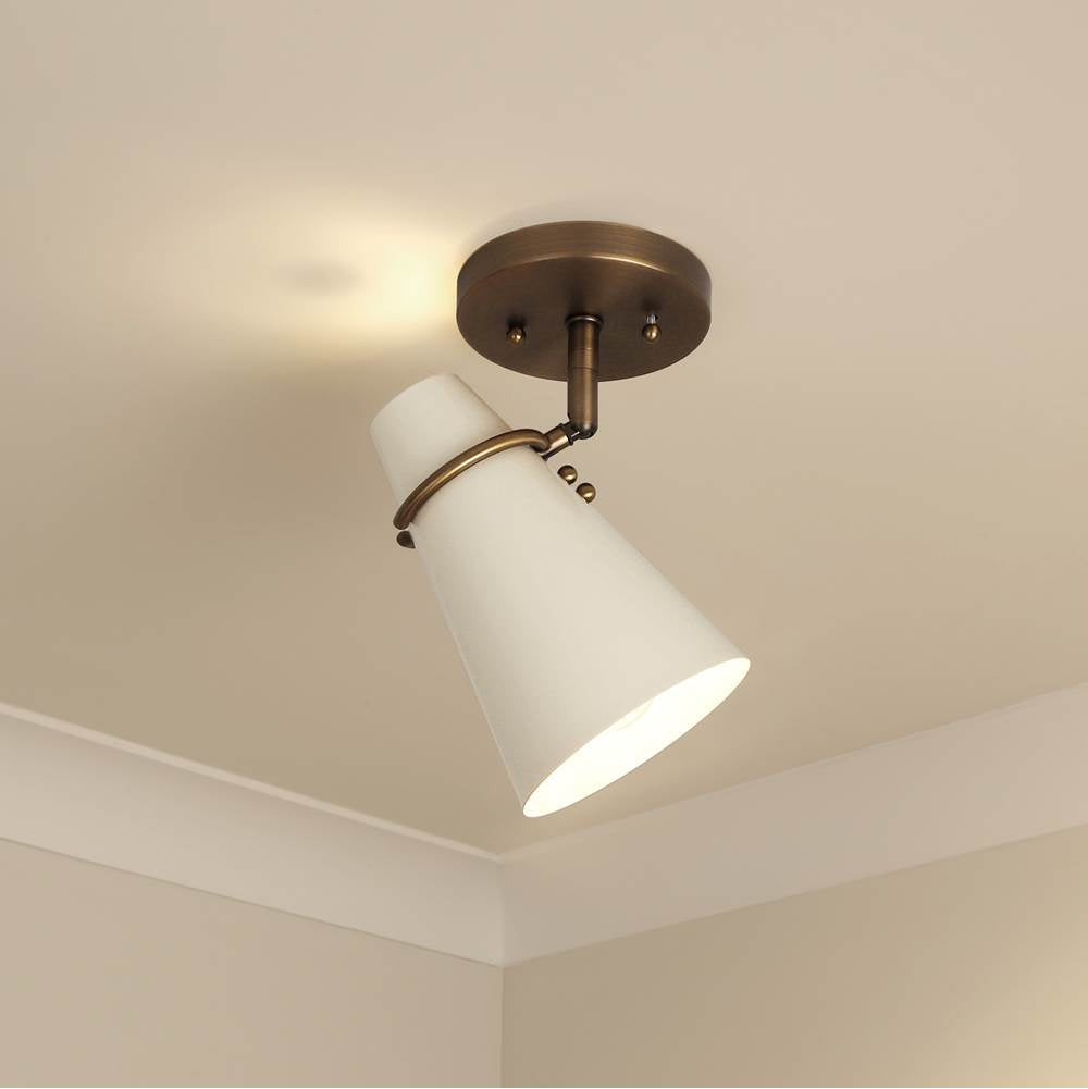 Golden Lighting 2122-SF MBS-GE Modern Brass Golden Lighting Reeva 1-light Semi-flush Mount In Modern Brass And Glossy Ecru Shade Image 2