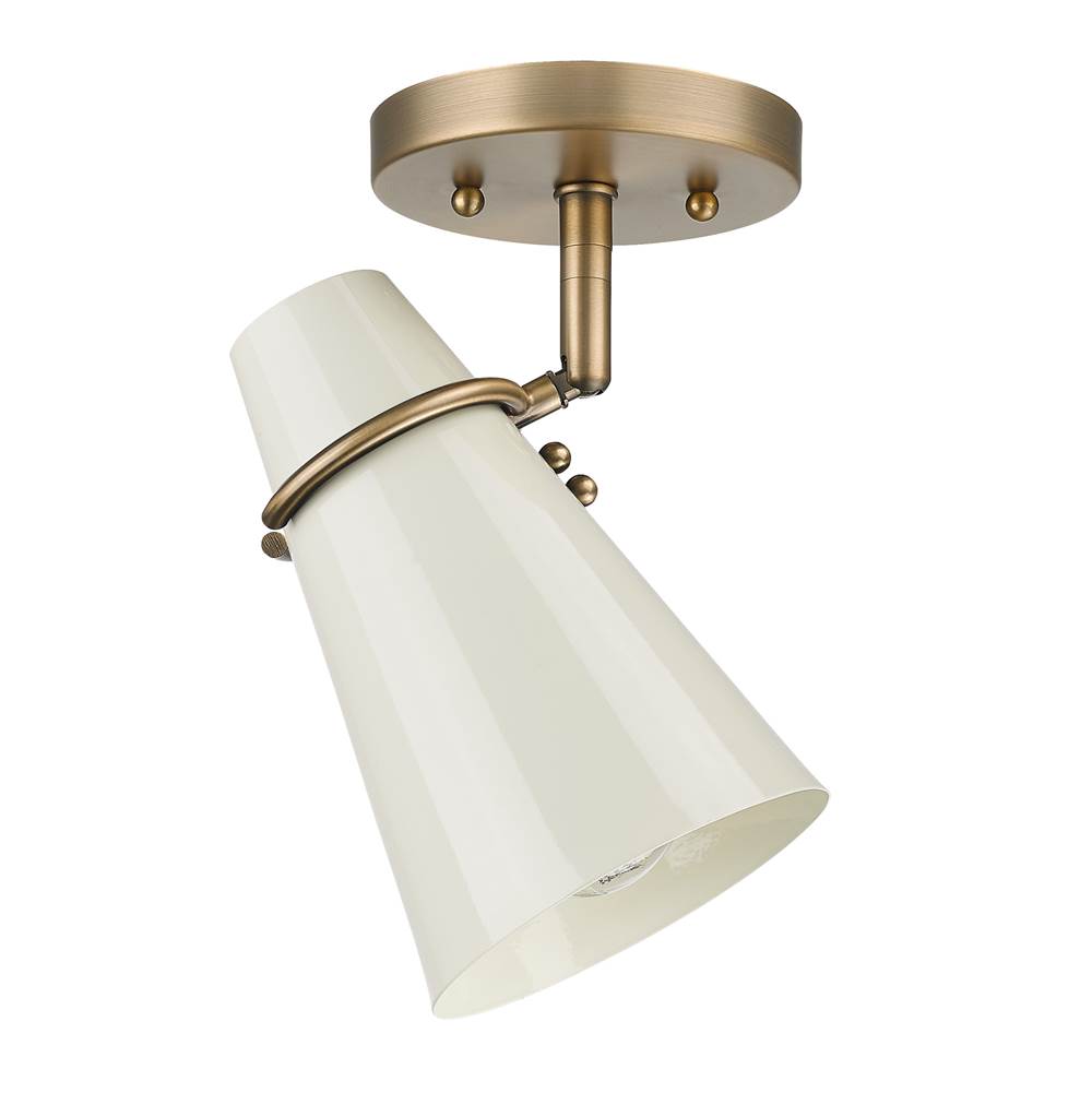 Golden Lighting 2122-SF MBS-GE Modern Brass Golden Lighting Reeva 1-light Semi-flush Mount In Modern Brass And Glossy Ecru Shade Image 1