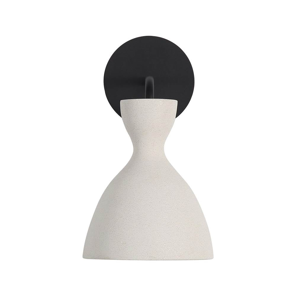 Golden Lighting 2173-OWL WCT Matte Black Golden Lighting Aethera Integrated Led Wall Sconce In White Sandstone Cement Image 1