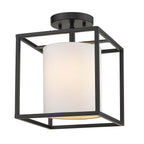 Golden Lighting 2243-1SF BLK-MWS Matte Black Golden Lighting Manhattan 1-light Semi-flush Mount In Matte Black Image 1