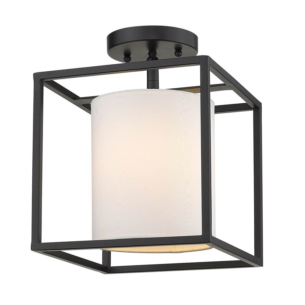 Golden Lighting 2243-1SF BLK-MWS Matte Black Golden Lighting Manhattan 1-light Semi-flush Mount In Matte Black Image 1